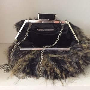BCBGeneration faux feather unique handbag